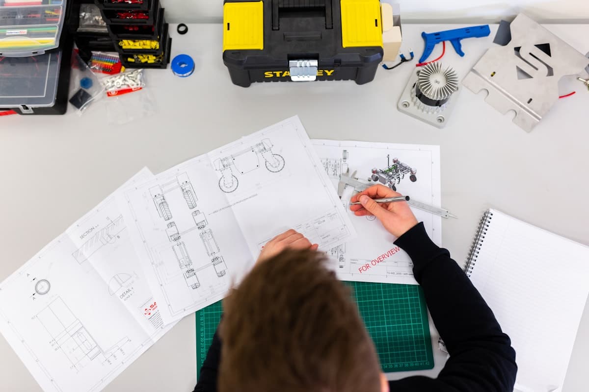 Engineering blueprints and technical planning